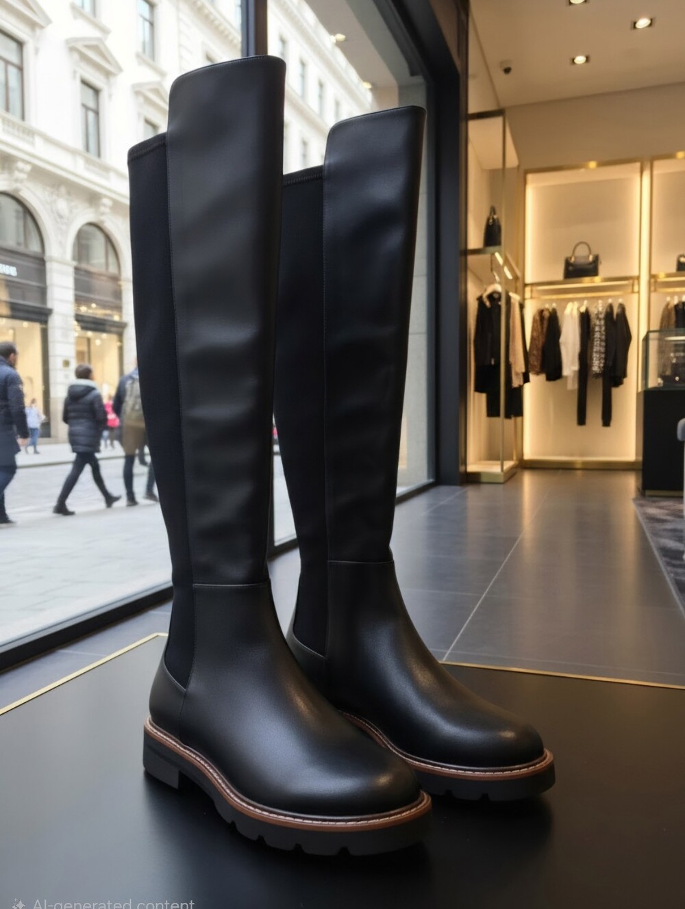 STUART WEITZMAN ADRINA CITY LEATHER STRETCH TALL BOOTS WOMEN'S SZ 6  $795